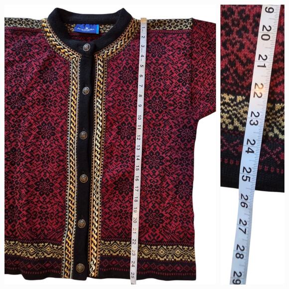 Icewear Wool Cardigan Sweater Vintage Norwear Nordic Button Down Gold Accents M - Picture 9 of 11